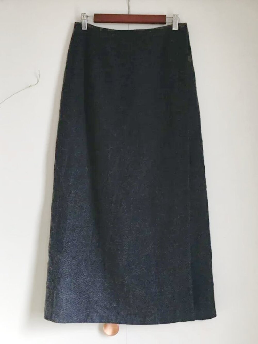 Jessica Vintage Wool Blend Herringbone Wrap Maxi Skirt Made Canada 8 Grungecore
